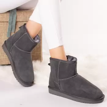 Ghete dama piele naturala silin gri imblanite imagine