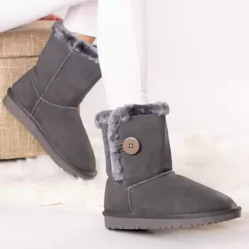 Ghete dama piele naturala yara gri imblanite imagine