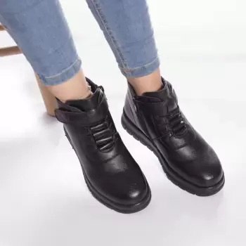 Ghete fara toc fedota piele ecologica imblanita negru imagine