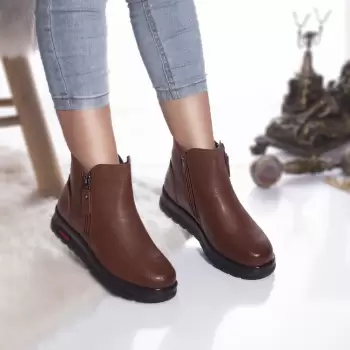 Ghete fara toc shura piele ecologica imblanita maro imagine