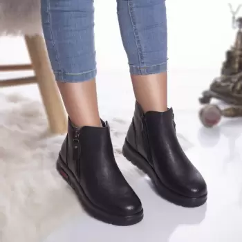 Ghete fara toc shura piele ecologica imblanita negru imagine