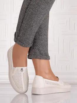 Pantofi casual Bej dama din Piele Ecologica Romason imagine