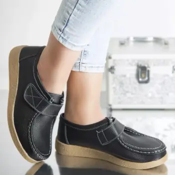 Pantofi casual chloly negru piele naturala imagine