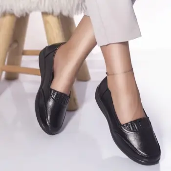 Pantofi casual mocasini afra piele ecologica negru imagine