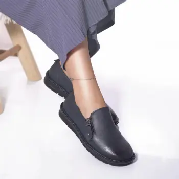 Pantofi casual mocasini aza piele ecologica albastru imagine