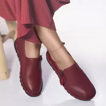 Pantofi casual mocasini helga piele ecologica rosu imagine