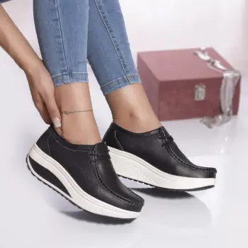 Pantofi casual oscara piele naturala negru imagine