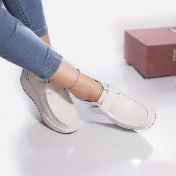 Pantofi casual rachel piele naturala alb imagine