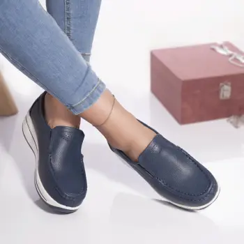 Pantofi casual savannah piele naturala albastru imagine