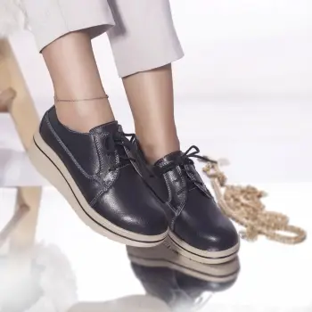 Pantofi cu platforma dalila piele naturala negru imagine