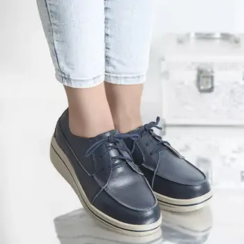 Pantofi cu platforma isabella navy piele naturala imagine