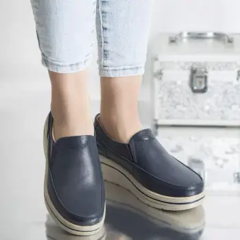 Pantofi cu platforma jessica navy piele naturala imagine