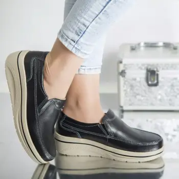 Pantofi cu platforma jessica negru piele naturala imagine