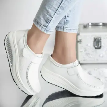 Pantofi cu platforma tiffany alb piele naturala imagine