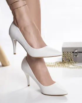 Pantofi dama albi piele ecologica solina imagine