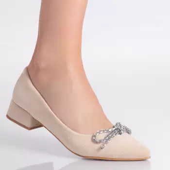 Pantofi dama Bej din Piele Ecologica intoarsa Mirvat imagine