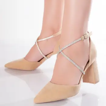 Pantofi dama Bej din Piele Ecologica Intoarsa Velea imagine