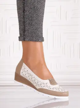 Pantofi dama Bej din Piele Ecologica Masonia imagine