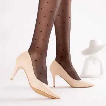 Pantofi dama bej piele ecologica solina imagine