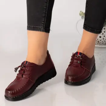 Pantofi dama bordo piele ecologica ajuana imagine