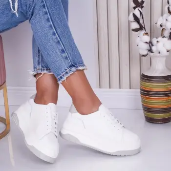 Pantofi dama casual Alb-Gri din Piele Naturala Dya imagine