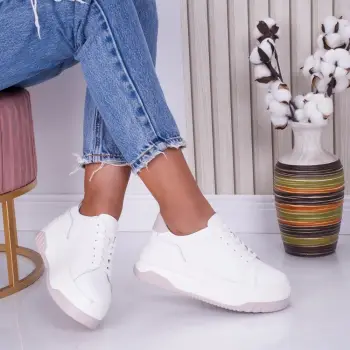 Pantofi dama casual Alb-Lila din Piele Naturala Dya imagine