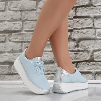 Pantofi dama casual Albastri din Piele Naturala Namia imagine