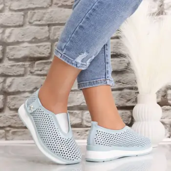 Pantofi dama casual Albastri din Piele Naturala Watifa imagine