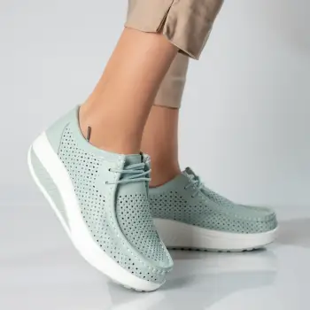 Pantofi dama casual albastri piele naturala samra imagine