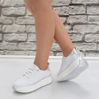 Pantofi dama casual Albii din Piele Naturala Namia imagine