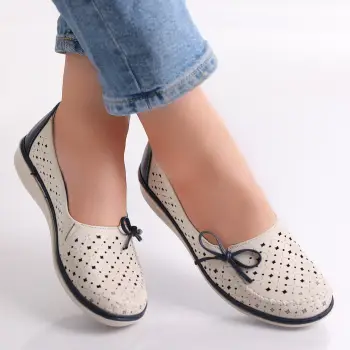 Pantofi dama casual Bej/Albastri din Piele Ecologica Norte imagine