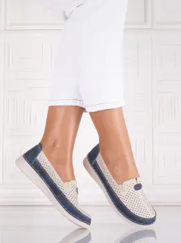 Pantofi dama casual Bej/albastru din Piele Ecologica Atinos imagine