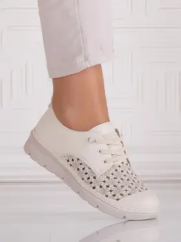 Pantofi dama casual Bej deschis din Piele Ecologica Halya imagine