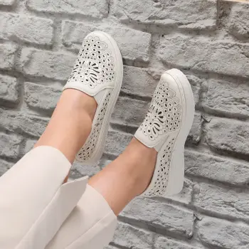 Pantofi dama casual Bej din Piele Ecologica Acona imagine