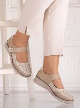 Pantofi dama casual Bej din Piele Ecologica Anabelle imagine