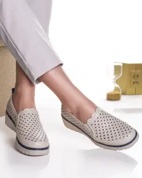 Pantofi dama casual bej din piele ecologica anda imagine