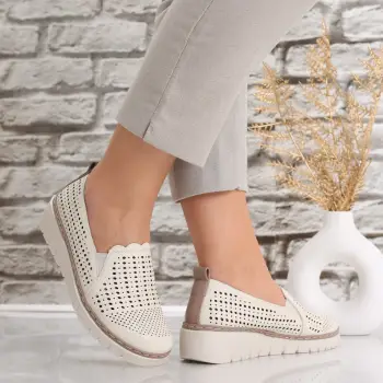 Pantofi dama casual Bej din Piele Ecologica Denova imagine
