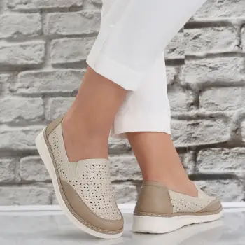 Pantofi dama casual Bej din Piele Ecologica Hudiana imagine
