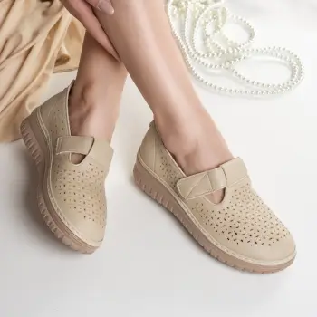 Pantofi dama casual bej din piele ecologica maliza imagine