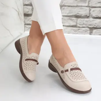 Pantofi dama casual Bej din Piele Ecologica Suhana imagine