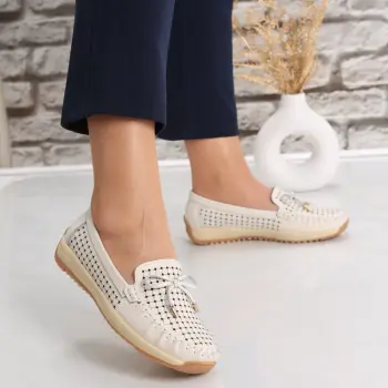 Pantofi dama casual Bej din Piele Naturala Alinca imagine