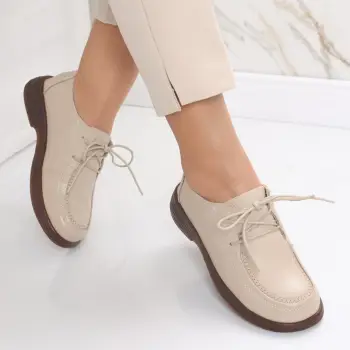 Pantofi dama casual Bej din Piele Naturala Esana imagine