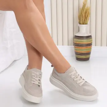 Pantofi dama casual Bej din Piele Naturala Intoarsa Ana imagine