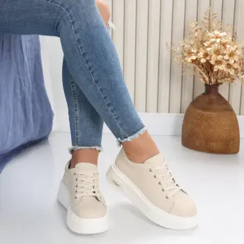 Pantofi dama casual Bej din Piele Naturala Issa imagine