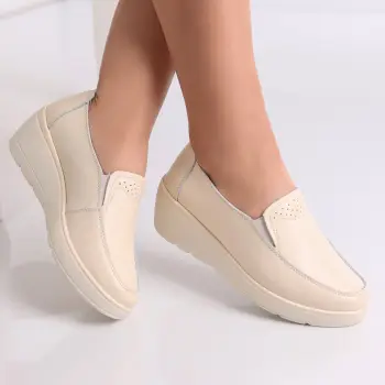 Pantofi dama casual Bej din Piele Naturala Molida imagine
