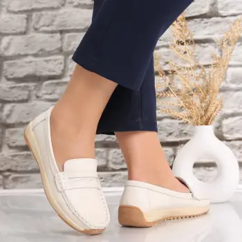 Pantofi dama casual Bej din Piele Naturala Nada imagine