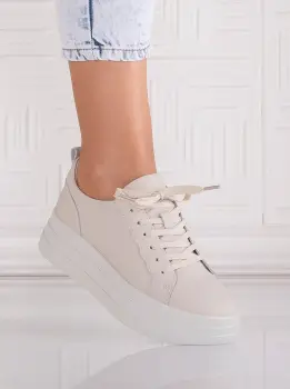 Pantofi dama casual Bej din Piele Naturala Sadrina imagine