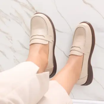 Pantofi dama casual Bej din Piele Naturala Sendiana imagine