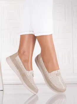 Pantofi dama casual Bej/kaki din Piele Ecologica Atinos imagine