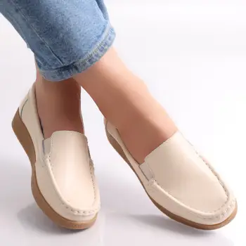 Pantofi dama casual Bej piele naturala Danina imagine
